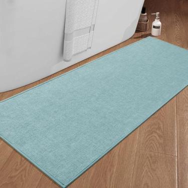 Imagem de Tapete de banho chakme Ultra Thin, antiderrapante, 150x65cm, azul mari