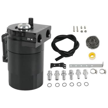 Imagem de RALZAOTO Kit de lata de captura de óleo de 300 ml, tanque de reservatório de óleo separador de óleo de alumínio com 3/20.3 cm ID 2,6FT NBR kit de mangueira de linha de combustível universal (preto)