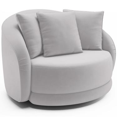 Imagem de Poltrona Decorativa Base Giratória Witta M03 Veludo Cinza - Lyam Decor