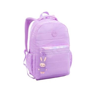 Imagem de Mochila Costas Juvenil Meninas Escolar Grande com Chaveiro - Denlex, R