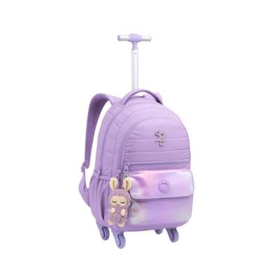 Imagem de Mochila Rodinha 360 Juvenil Escolar Meninas Infantil Espaçosa - Denlex