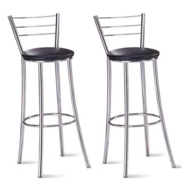 Imagem de Kit 2 Banquetas Para Bancada Cromada Grazi Preto