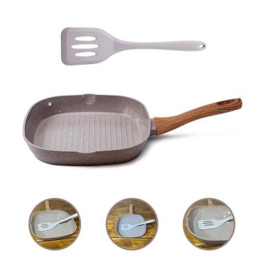 Imagem de Frigideira Grill 24Cm Cerâmica E Espátula Silicone - Grafito