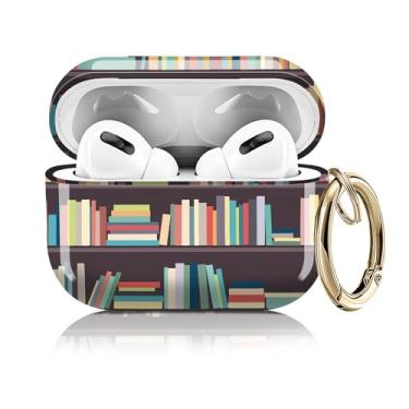 Imagem de Capa compatível com AirPod Pro 2ª/1ª geração 2023/2022/2019, capas fofas com chaveiro dourado para Air Pod Pro 2 e 1, para homens, mulheres e meninas (prateleira de livros)