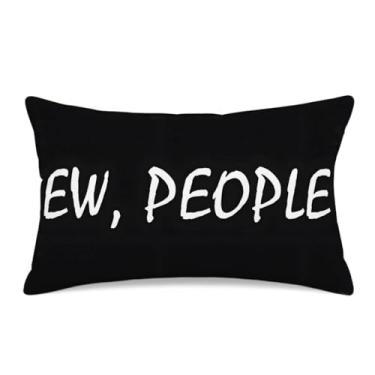 Imagem de UZFNY EW People Capas de travesseiro 30,5 x 50,8 cm, hipster, engraçado, sarcástico, introvertido, linho branco, capas de almofada para lombar preto e branco EW People presentes oblongos para sofá
