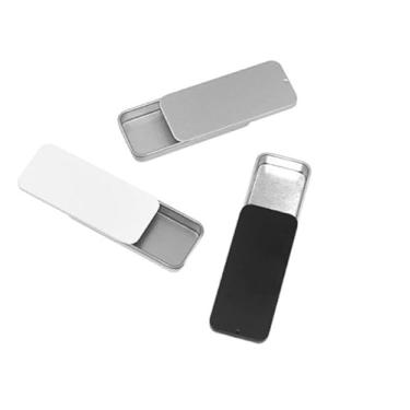 Imagem de Feilguee 3 peças de mini recipientes de lata de metal, recipientes de metal deslizantes retangulares com dobradiças vazias para joias, artesanato, porta-cartões de presente (8,15 x 3,34 x 0,4