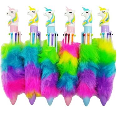 Imagem de YHSMFCL Caneta esferográfica multicolorida, unicórnio de 0,7 mm, 6 em 1, 6 peças, fofa, kawaii, fofa, 6 cores, lançador, arco-íris, artigos de papelaria, novidade para estudantes, escola, escritório