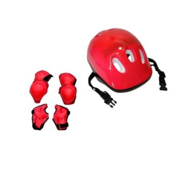 Imagem de Kit de Proteção Infantil 7 Peças, Capacete, Joelheiras, Cotoveleiras e Munhequeiras, Preto, para Crianças Acima de 3 Anos, Equipamento de Segurança para Patins, Skate e Patinete (Vermelho)
