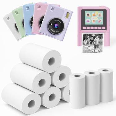Imagem de 9 rolos de papel de impressão para câmera instantânea infantil, refil de rolo de papel de impressão de foto HD com a maioria das câmeras de impressão instantânea para crianças, livre de BPA (5,7 x 2,5