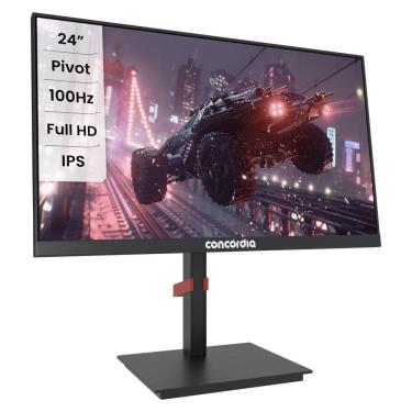 Imagem de Monitor Concórdia Gamer P2402 24`` IPS 100hz Full HD VGA HDMI Com Ajuste Altura/Rotação