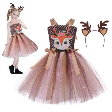 Imagem de Shakven Fantasia de tutu de rena, tutu de veado,Tutu de fantasia de animal com faixa de chifre de chifre - Roupa tutu para meninas de 2 a 12 anos, fantasias de animais para cosplay de festa de