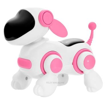 Imagem de Cachorro Robô Com Luz e Som, Anda e Late, Brinquedo Infantil Interativo Premium, 16cm, Felix Magazine (Rosa)