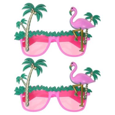 Imagem de SEWACC 2Pcs Flamingo Sunglasses Funny Hawaiian Party Glasses Flamingo Coconut Tree Tropica Glasses for Photo Props Party Supplies