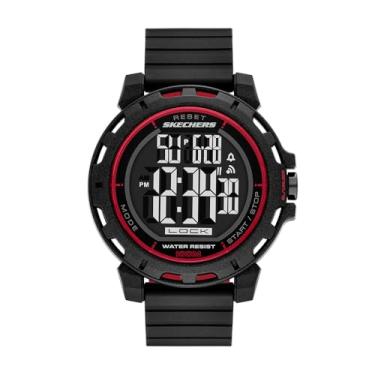 Imagem de Skechers Relógio masculino Newkirk digital preto de silicone (modelo: SR5253)