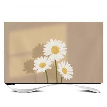Imagem de Capa contra poeira para TV interna de 32 a 80 polegadas Protetor de tela moderno universal para telas planas/curvas, monitores de mesa ou de parede simples decoração de TV/computador - flor 4||58-60