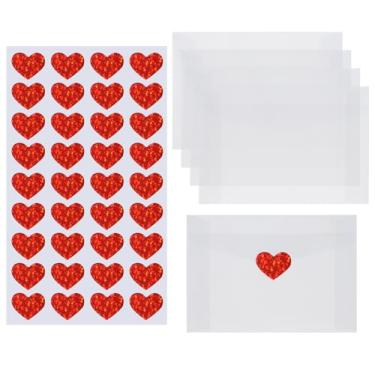 Imagem de ONLYKXY 30 peças de mini sacos de papel de manteiga translúcidos brancos com adesivo de coração de glitter vermelho para decoração de embalagem de artesanato, bolsa pequena de presente de vidro