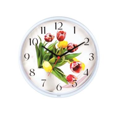 Imagem de Relógio De Parede Herweg Ref: 660151-021 Branco Buquê de Flores