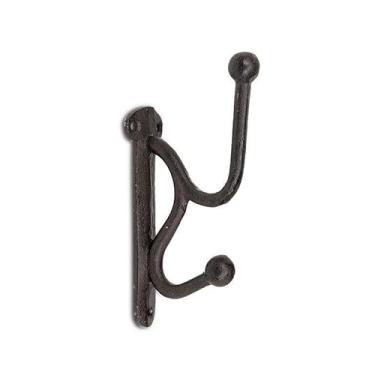 Imagem de Abbott Collection Gancho duplo moderno com extremidades esféricas, 18 cm, preto, ferro fundido