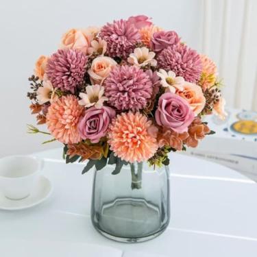 Imagem de Flores artificiais 6 cabeças bola de outono crisântemo rosa-9614(Rosa-3)