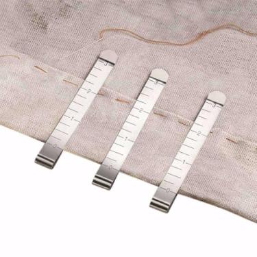 Imagem de Clipes para Quilting e Artesanato de Aço Inoxidável de 7,5 cm - Grampos de Aplicação e Costura com Régua de Medição, Acessórios de Costura Essenciais para Fixação, Marcação e Bainha (3 Peças)