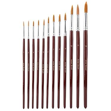 Imagem de Conjunto de 12 peças de pincel profissional de aquarela de nylon para pintura de cabelo, suprimentos de desenho para artistas de pintura acrílica a óleo, estudantes, ponta plana (Yuan Feng)