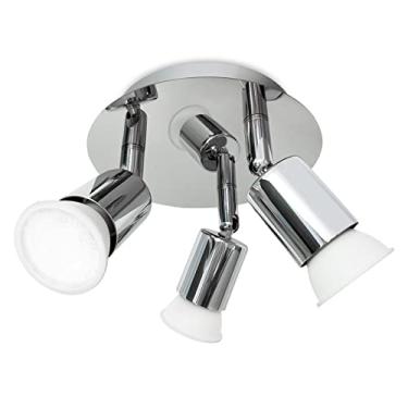 Imagem de Lâmpada de Spot Parede com 3 Cabeças Teto Interna Base GU10 Suporte Soquete Direcional Rotativo Ajustável Ângulo Acessório Iluminação para Cozinha Corredor Banheiro Casa Varanda Café