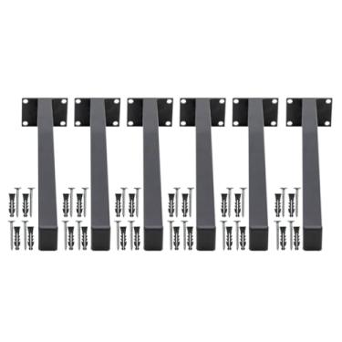 Imagem de Kit 6 Suportes Mão Francesa 30cm Grapa Para Pia De Parafusar Parede Granito Balcão Microondas Banheiro Lavanderia (Preta)