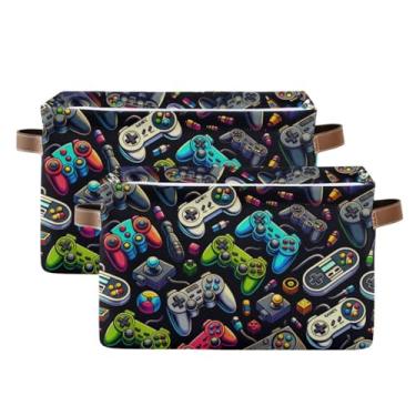 Imagem de WELLDAY Cesto de armazenamento, vários gamepads para armário, organizador de prateleiras, 2 peças
