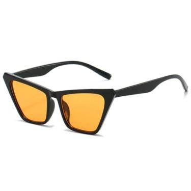Imagem de Óculos de sol estilo olho de gato, armação grande clássica, feminino, masculino, vintage, para dirigir, para viagem, UV400 (preto, laranja)