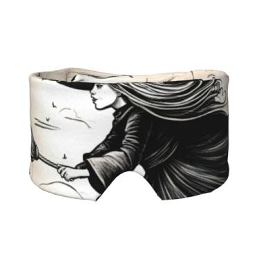 Imagem de Máscara para dormir com estampa de bruxa de Halloween para olhos e orelhas, respirável, ajustável, blecaute, venda, confortável