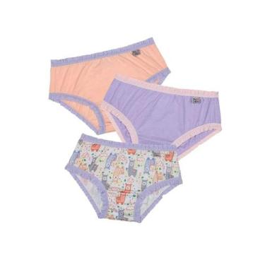 Imagem de Kit/3 Calcinha DelRio 50829 Baby Frufru Estampadas Algodão T. 0/3 4/6 