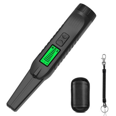 Imagem de TARSHYRY Pinpointer de Detector de Metais Portátil, Scanner de Segurança de Alta Sensibilidade 360 ​​° Com Alertas de Vibração Sonora Tela LCD Luz LED, Detector de Metais Localizador de (Preta)