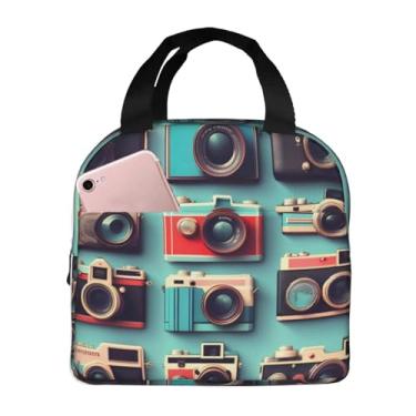 Imagem de SUHNGE Lancheira Retrô Cool Coleção de Câmeras Impressão Isolada Bolsa Rolltop Lancheira para Mulheres, Homens, Adultos e Adolescentes