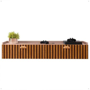 Imagem de Rack Suspenso Home Decor Estante Tv 42 Polegadas Bancada Pequena 2 Portas Multiuso Decoração Sala Quarto