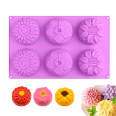 Imagem de Molde Forma Silicone Sabonete Sabão Vela Artesanal 6 Cavidades Flor Floral Flores 90g Texturizado Oval Saboaria Resina Doces Chocolate Bpa Free Grupo First Shop