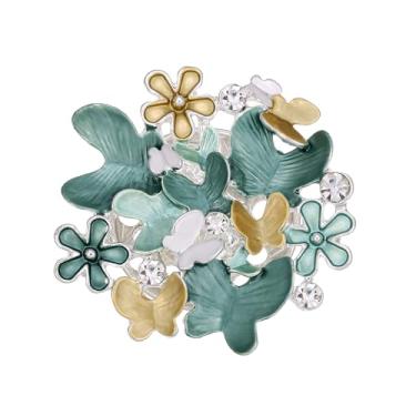 Imagem de lureme Broche de flor de strass, broche de lapela de cristal de liga 3D para mulheres, festa de casamento buquê de noiva blazer chapéu joia presente (br000018), standard, Liga de aço, Sem Pedra