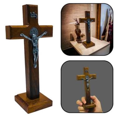 Imagem de Crucifixo Cruz Medalha de São Bento de Mesa e Parede 18 cm - FORNECEDO