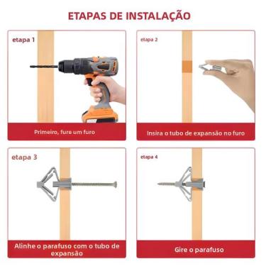 Imagem de Kit De 100 Peças De Ancoragem Para Drywall, Ancoragens Para Paredes Oc