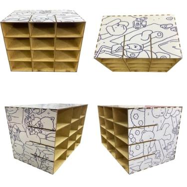 Imagem de Porta Caneta Marcador Organizador Box Mdf Canetinhas - Box Moderno para Canetinhas, Marcadores e Materiais Escolares, Ideal para Mesa, Escritório ou Ateliê(PRETO E BRANCO)