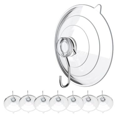 Imagem de Pacote com 12 ganchos transparentes com ventosa, ganchos de aço inoxidável para janela de vidro de azulejo, ganchos reutilizáveis removíveis sem vestígios para banheiro e cozinha