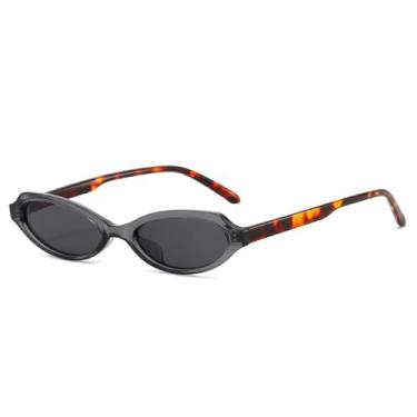 Imagem de Óculos de Sol UV400 - Lentes Ovais Pequenas Estilo Olho de Gato com Estampa de Leopardo - Estilo Punk para Homens e Mulheres - Ideal para Esportes ao Ar Livre, Corrida e Ciclismo - Estampa de Leopardo