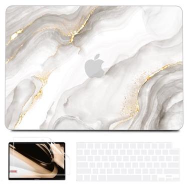 Imagem de B BELK Capa compatível com MacBook Air de 13 polegadas 2021, 2020, 2019, 2018, M1, A2337, A2179, A1932, Touch ID, capa rígida de plástico + 2 capas de teclado + protetor de tela para MacBook Air de