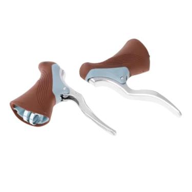 Imagem de CHMINGDE Road Urban Bike Racing Bicycle TT Bar End Drop Bar Conjunto de alavancas de freio café, 1