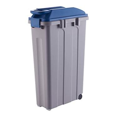 Imagem de Caixote do lixo ao ar livre, lixeira de cozinha com tampa, lixeira retangular de plástico/lixeira, lixeira com 2 polias, lixeira de 5,6 Gal/25L
