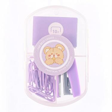 Imagem de Conjunto criativo de papelaria – 400 grampos, grampeador e 20 clipes de papel para estudantes