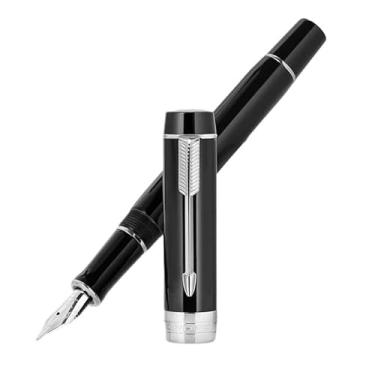 Imagem de DFAMIN Caneta-tinteiro de resina, ponta F com conversor, canetas de tinta para escrita, artigos de papelaria, material escolar de escritório (09, EF)