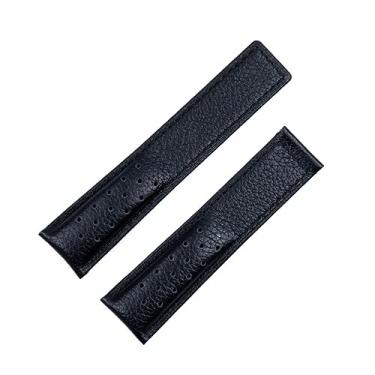 Imagem de AEHON Para TAG Para HEUER Pulseira MONACO CARRERA Pulseira De Couro De Qualidade De Bezerro Fosco Pulseira De Relógio De Couro 22mm Pulseira De Relógio (Cor: Preto, Tamanho: 22mm com Logotipo)