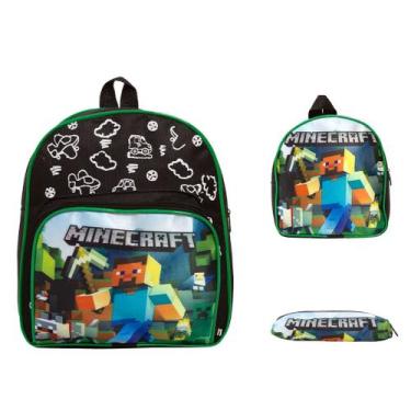 Imagem de Kit Mochila Infantil Minecraft Costa Pequena Com Lancheira - Toys 2U