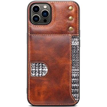 Imagem de MAALYA Porta-cartão de capa de telefone traseira retrô, para Apple iPhone 14 Plus 6,7 polegadas 2022 capa de proteção à prova de choque de couro de vaca de cera de óleo (Cor: marrom)