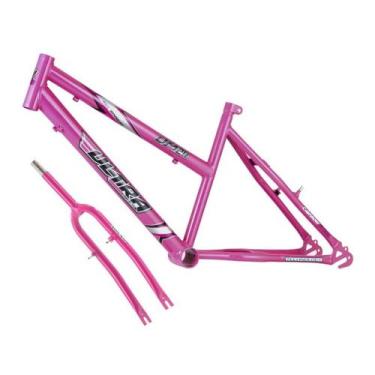 Imagem de Quadro Aro 24 Ultra Bikes em Aço Carbono com Garfo Feminina, Rosa, Aro